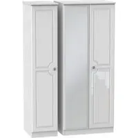 Pembroke 3-Door Wardrobe with Mirror - White