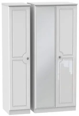 Pembroke 3-Door Wardrobe with Mirror - White