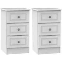 Pembroke 3 Drawer Bedside Cabinet Pair - White