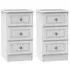 Pembroke 3 Drawer Bedside Cabinet Pair - White