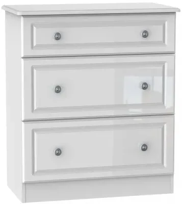 Pembroke 3 Drawer Deep Chest - High Gloss White