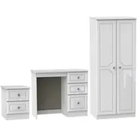 Pembroke 3 Piece Bedroom Set with 2 Door Wardrobe - White