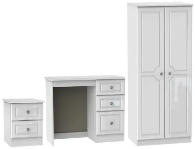 Pembroke 3 Piece Bedroom Set with 2 Door Wardrobe - White