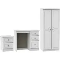Pembroke 3 Piece Bedroom Set with 2 Door Wardrobe - White
