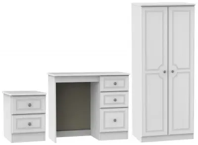 Pembroke 3 Piece Bedroom Set with 2 Door Wardrobe - White