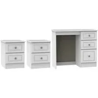 Pembroke 3 Piece Bedroom Set with 2 Drawer Bedside - White