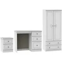 Pembroke 3 Piece Bedroom Set with 2 Drawer Wardrobe - White