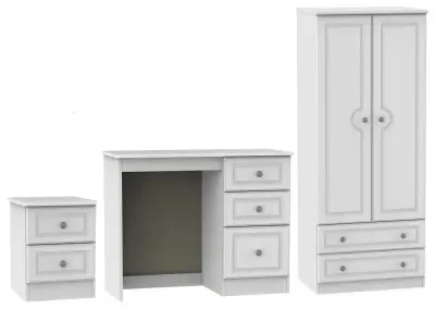 Pembroke 3 Piece Bedroom Set with 2 Drawer Wardrobe - White