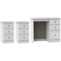 Pembroke 3 Piece Bedroom Set with 3 Drawer Bedside - White