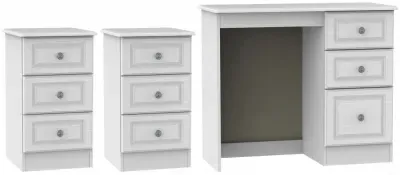 Pembroke 3 Piece Bedroom Set with 3 Drawer Bedside - White