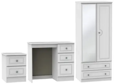 Pembroke 3 Piece Bedroom Set with Combi Wardrobe - White