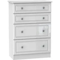 Pembroke 4 Drawer Deep Chest - White, High Gloss