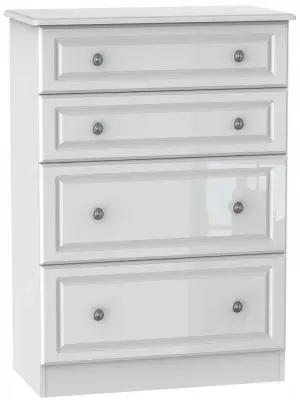 Pembroke 4 Drawer Deep Chest - White, High Gloss image