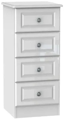 Pembroke 4 Drawer Narrow Chest - White Gloss