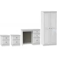 Pembroke 4 Piece Bedroom Set with 2 Door Wardrobe - High Gloss White