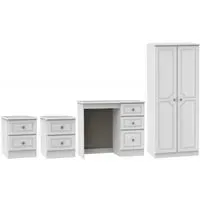 Pembroke 4 Piece Bedroom Set with 2 Door Wardrobe - White