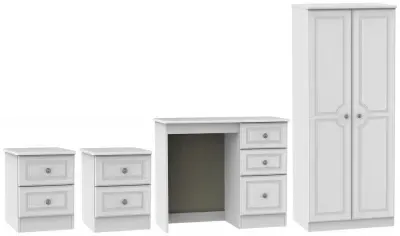 Pembroke 4 Piece Bedroom Set with 2 Door Wardrobe - White image