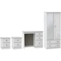 Pembroke 4 Piece Bedroom Set with Combi Wardrobe - High Gloss White