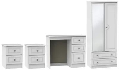 Pembroke 4 Piece Bedroom Set with Combi Wardrobe - White