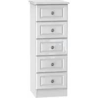 Pembroke 5 Drawer Narrow Chest - White, High Gloss