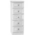 Pembroke 5 Drawer Narrow Chest - White, High Gloss