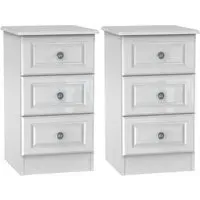 Pembroke High Gloss 3 Drawer Bedside Cabinet Pair - White