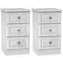 Pembroke High Gloss 3 Drawer Bedside Cabinet Pair - White