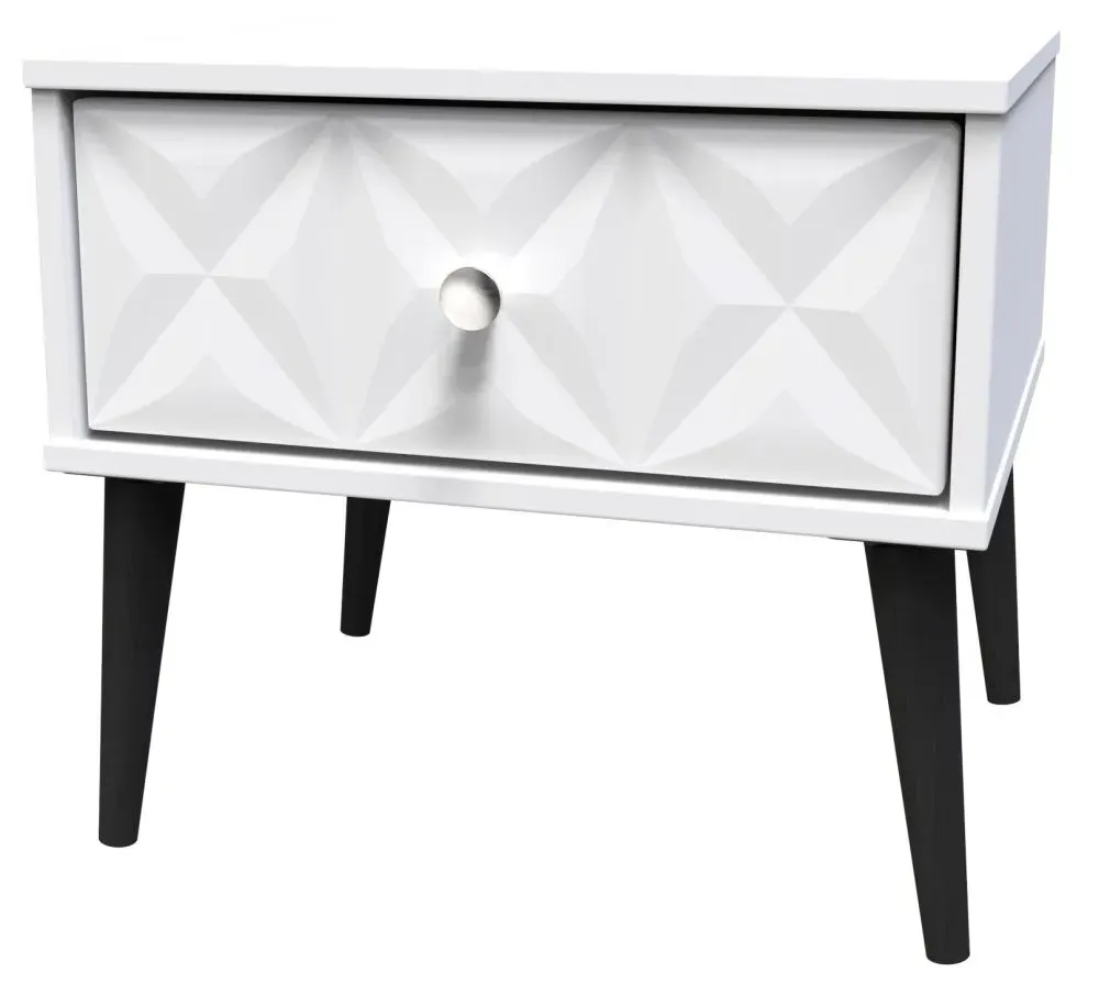 Pixel 1 Drawer Bedside Cabinet - White, MDF
