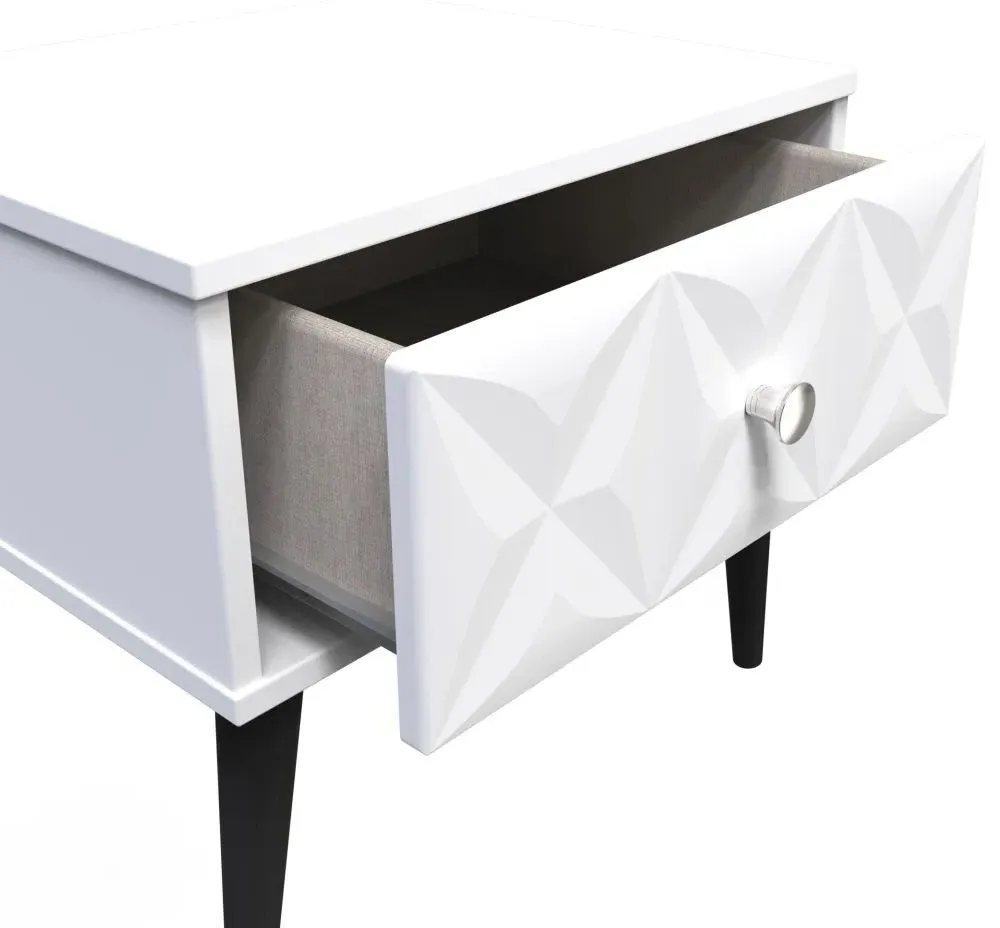 Pixel 1 Drawer Bedside Cabinet - White, MDF
