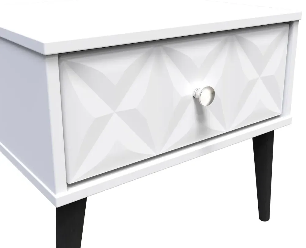 Pixel 1 Drawer Bedside Cabinet - White, MDF