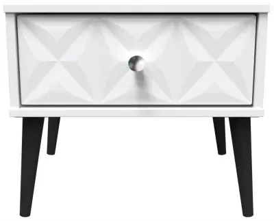 Pixel 1 Drawer Bedside Cabinet - White, MDF image
