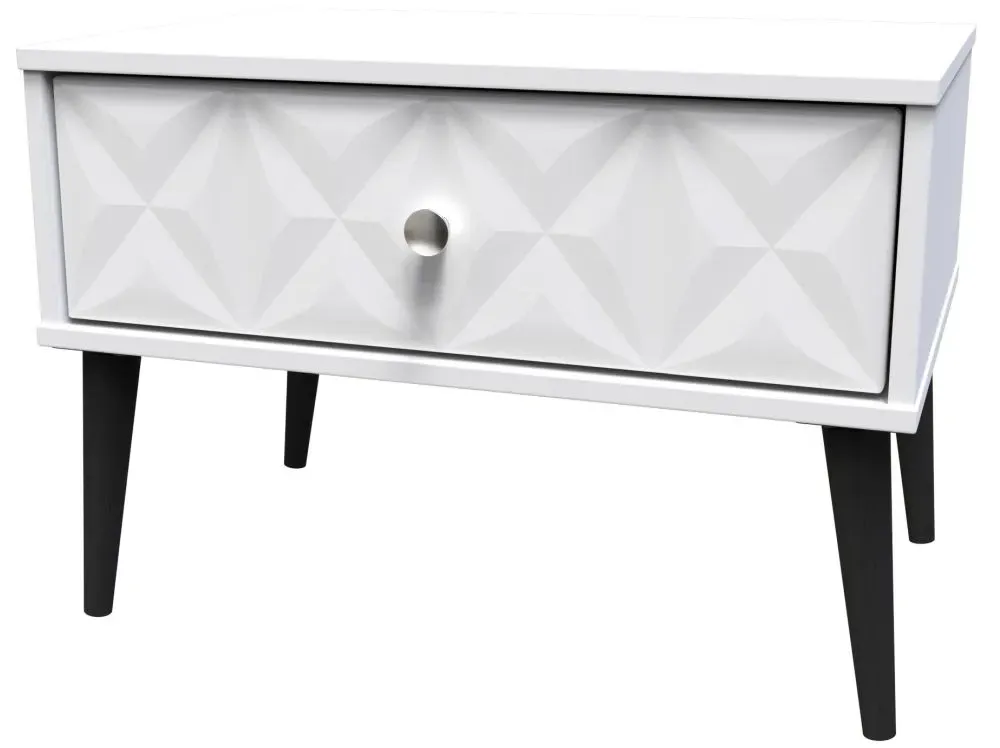 Pixel 1 Drawer Midi Bedside Cabinet - White, MDF