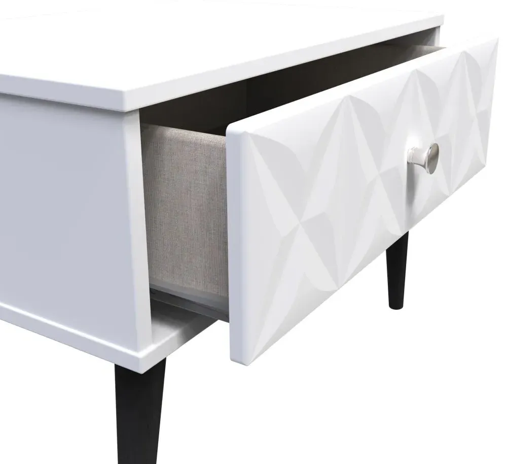 Pixel 1 Drawer Midi Bedside Cabinet - White, MDF
