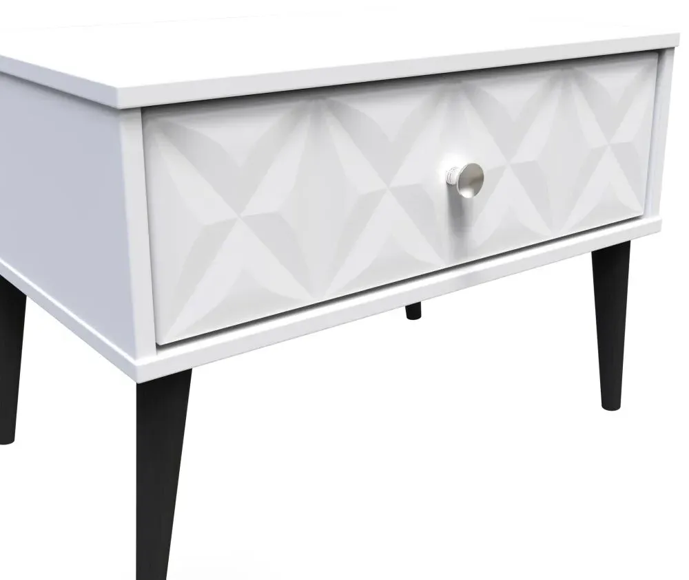 Pixel 1 Drawer Midi Bedside Cabinet - White, MDF