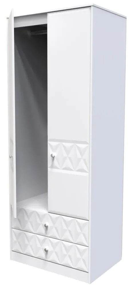 Pixel 2 Door 2 Drawer Combi Wardrobe - White, MDF