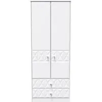 Pixel 2 Door 2 Drawer Combi Wardrobe - White, MDF