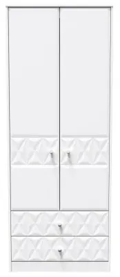 Pixel 2 Door 2 Drawer Combi Wardrobe - White, MDF image