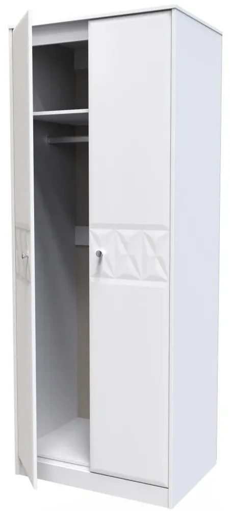 Pixel 2 Door Tall Wardrobe - White, MDF