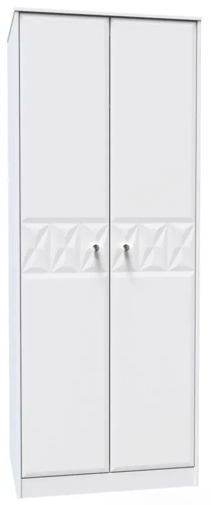 Pixel 2 Door Tall Wardrobe - White, MDF