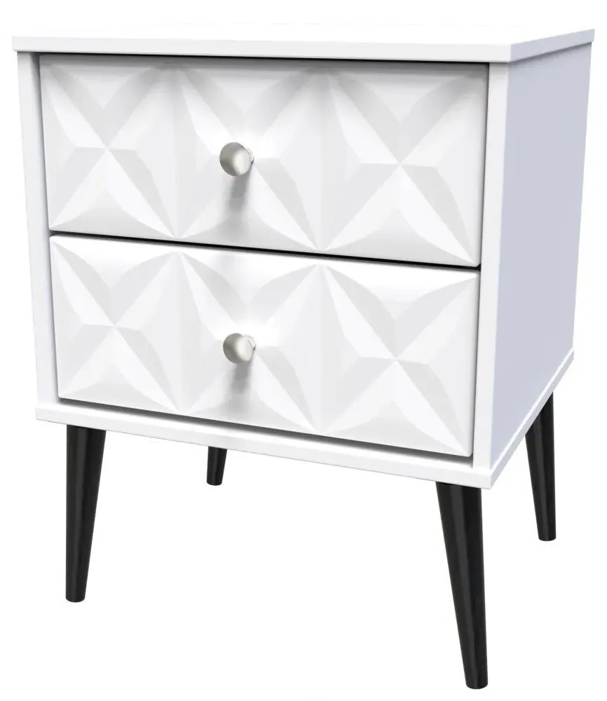 Pixel 2 Drawer Bedside Cabinet - White, MDF
