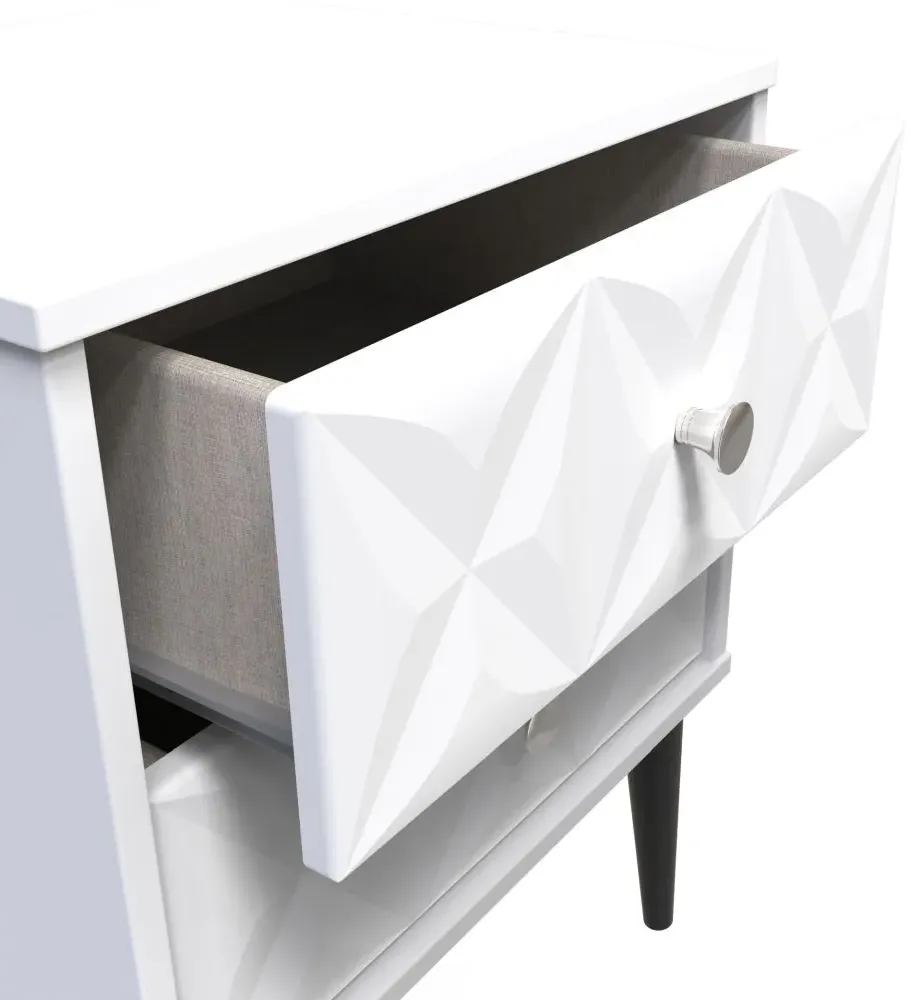 Pixel 2 Drawer Bedside Cabinet - White, MDF