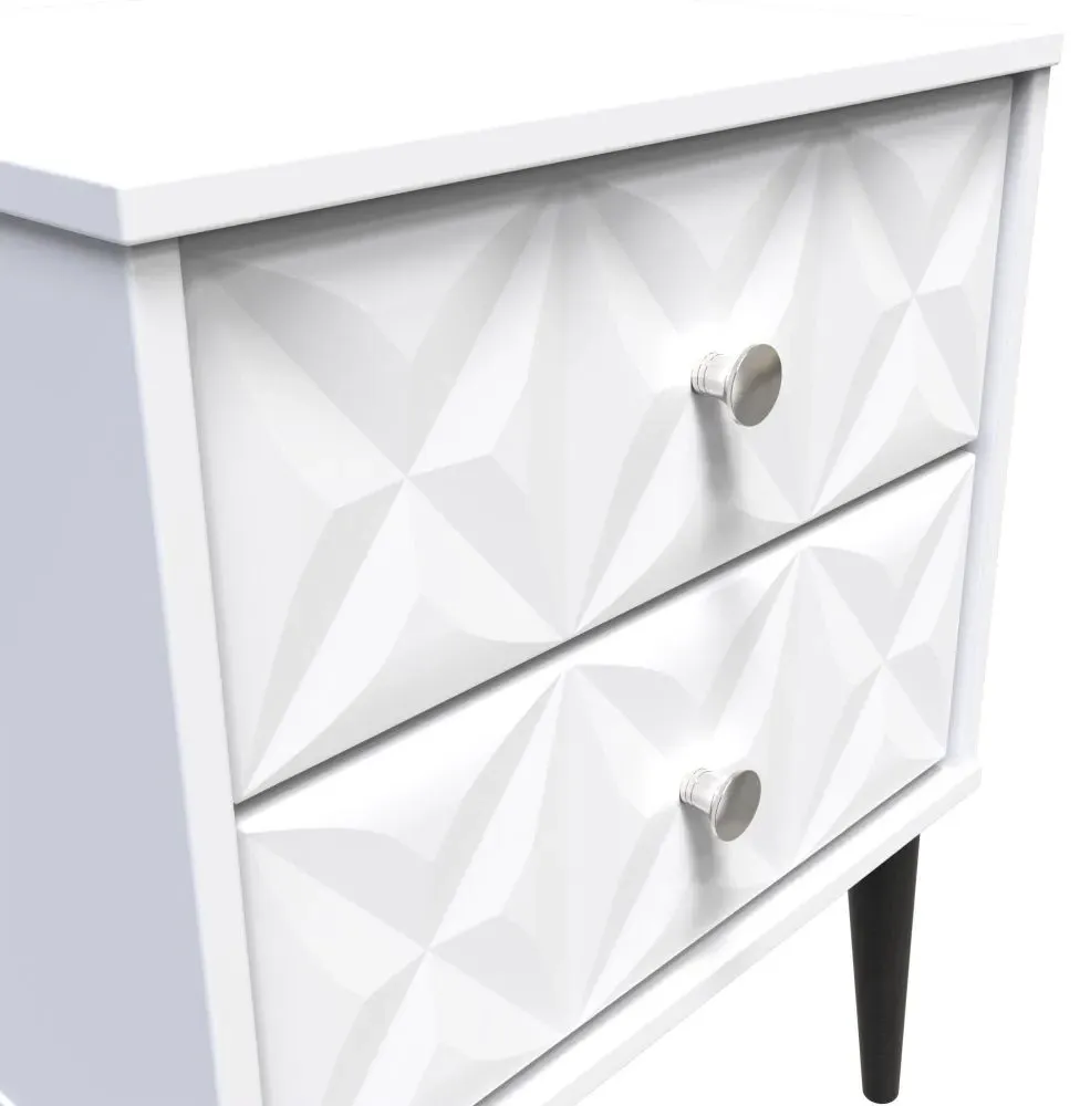 Pixel 2 Drawer Bedside Cabinet - White, MDF