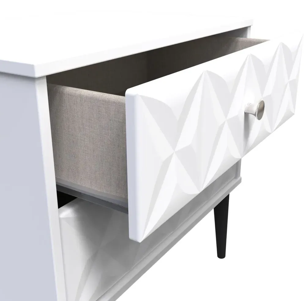 Pixel 2 Drawer Midi Bedside Cabinet - White, MDF