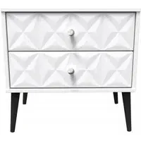 Pixel 2 Drawer Midi Bedside Cabinet - White, MDF
