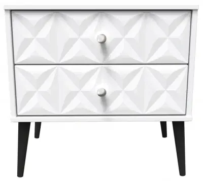 Pixel 2 Drawer Midi Bedside Cabinet - White, MDF