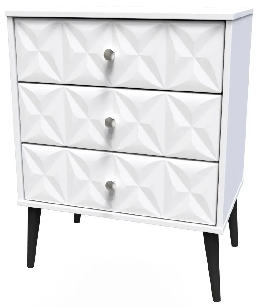 Pixel 3 Drawer Midi Chest - White, MDF