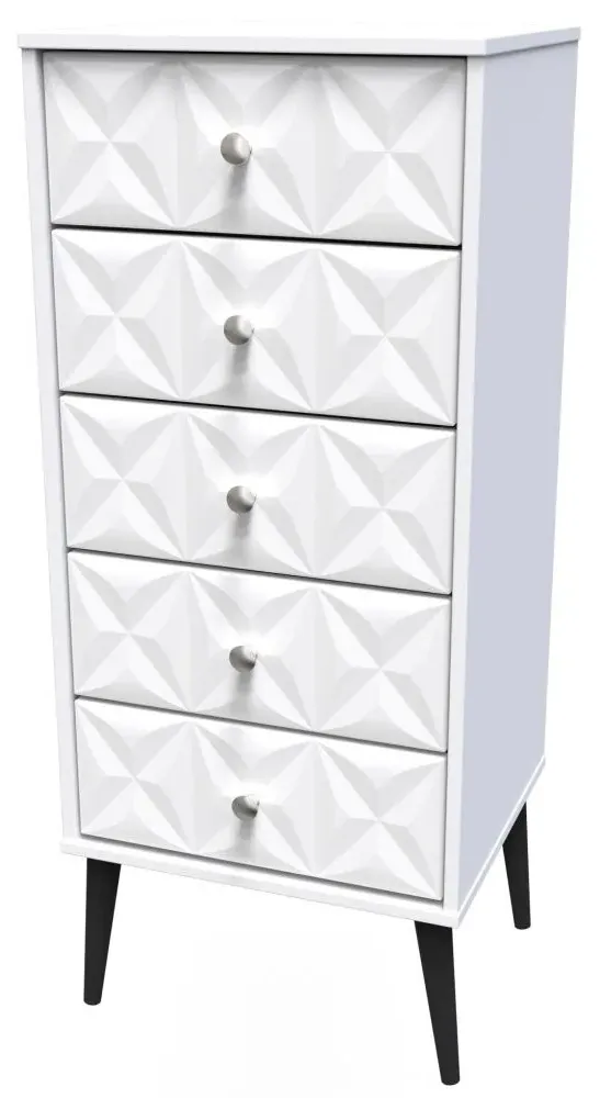 Pixel 5 Drawer Narrow Chest - White, MDF