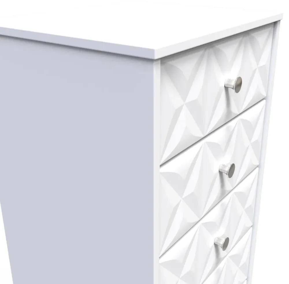 Pixel 5 Drawer Narrow Chest - White, MDF