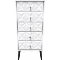 Pixel 5 Drawer Narrow Chest - White, MDF
