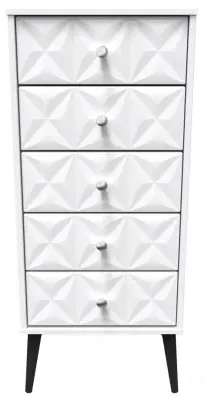 Pixel 5 Drawer Narrow Chest - White, MDF image